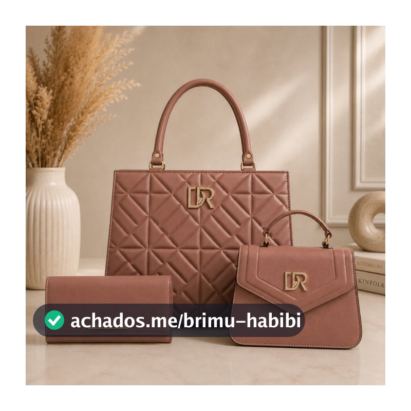 Kit 3 Peças Bolsa Feminina Transversal Pequena De Lado E Ombro Faculdade Dia a Dia Lançamento