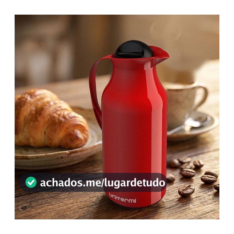 Garrafa Térmica de Café 1 Litro Unitermi Siena Ampola de Vidro Bico Antigota Chá Leite Água Mesa Cozinha Escritório