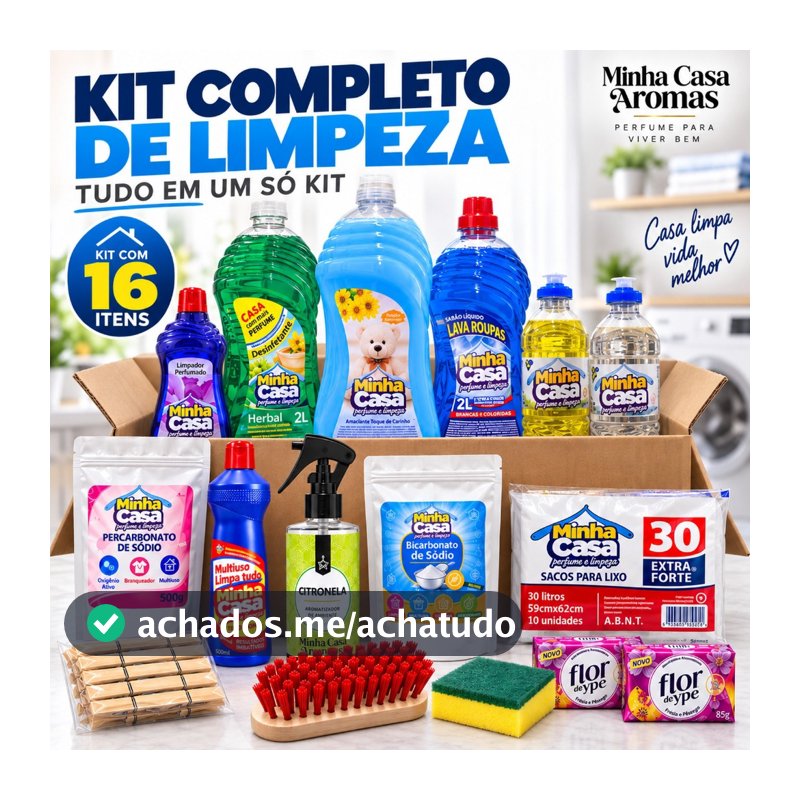 Cesta Básica de Limpeza Completa Kit Econômico Profissional para Casa e Empresa