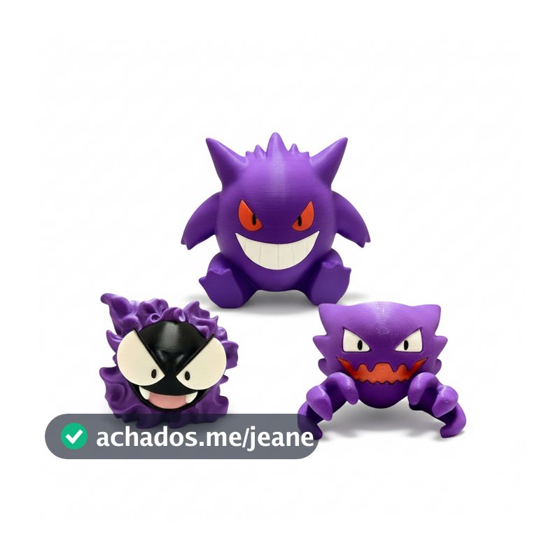 Kit Evolução Pokémon Gengar Haunter Gastly Action Figure Impressão 3D Colecionável Decorativo Geek Otaku Anime