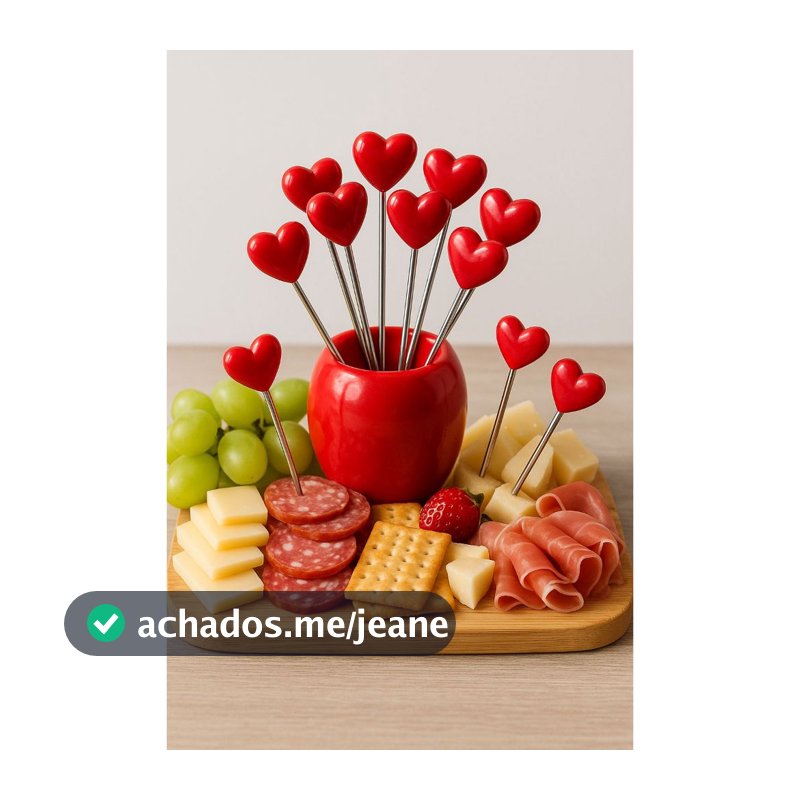 10 Palitos Para Petisco Aço Inox Coração Espetinho Bar Vermelho Coracao Reutilizavel Mesa Posta Luxo