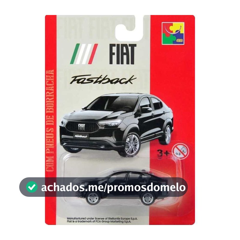 Miniatura Metal Fiat Fastback 1/64 Licenciada FIAT com Pneus de borracha Acabamento Premium Cks