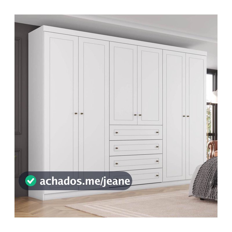 Guarda Roupa Casal 6 Portas 4 Gavetas Amy Casa 812