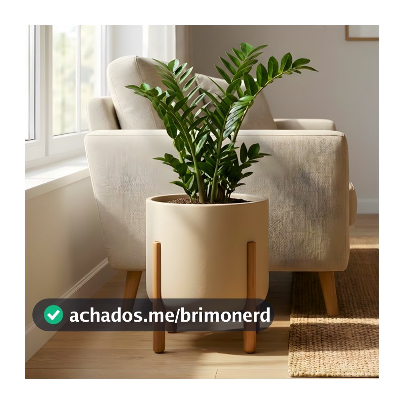 Vaso Para Plantas Polietileno Com Suporte De Madeira Decoração Sala 30x26