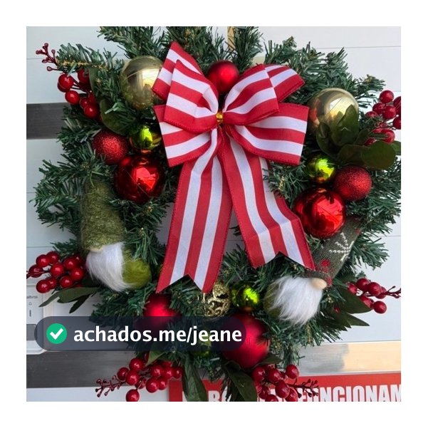 Guirlanda de Natal decoração de porta natalina laço 45cm