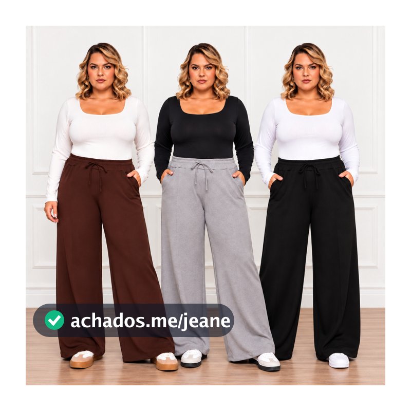 Calça Pantalona Lãzinha Feminina Inverno Moda Plus Size