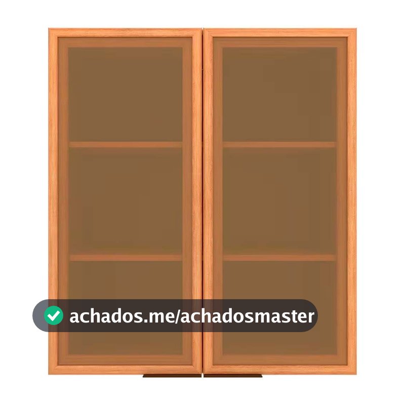 Armário Aéreo Cristal MDP 15mm com 2 Portas com Vidro e 2 Prateleiras Bartira