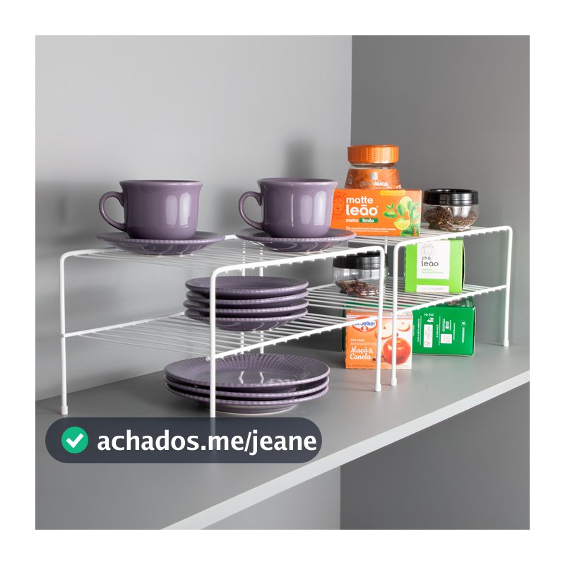 Kit 2 Prateleiras Divisoras Armário Dupla Cozinha 32cm 2 andares Rack Organizador Aramado Multiuso