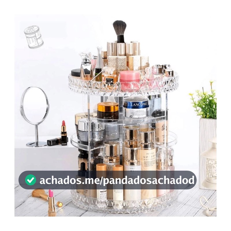 Organizador de maquiagem Acrílico  Giratório 360º Suporte Para Cosméticos