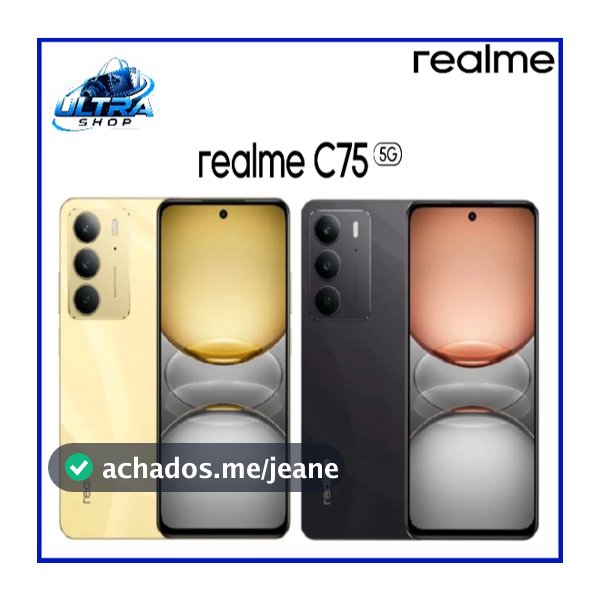 Smartphone Realme C75 5G 256GB de Armazenamento 8GB de RAM Bateria 5828mAh Dual SIM NFC IP69