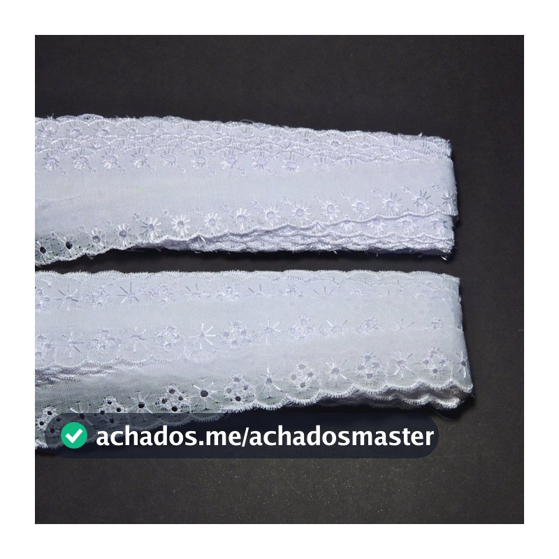 Bordado Inglês 2,5cm Peça com 13,7 metros - Lese Bico Tira Bordada - 90% Poliéster 10% Algodão