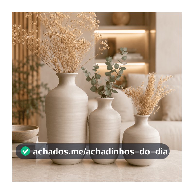 Kit Trio de Vasos Duna Premium Cerâmica Alta Qualidade Luxo Decoração Casa Sala Mesa