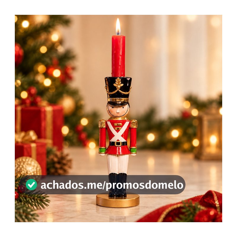 Enfeite Soldadinho de Chumbo de Resina 25cm - Candelabro de Vela Natalina - Decoração de Natal