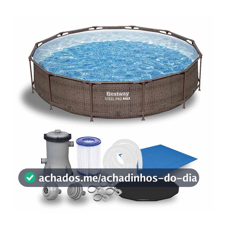 Piscina Estrutural 6.473 Litros Deluxe Circular + Bomba Filtrante + Capa + Forro Bestway