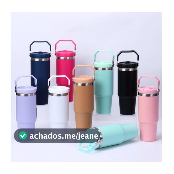 Garrafa Térmica 900ML Com Bico Com Alça Flip Tumbl Aço Inoxidável Academia Trabalho