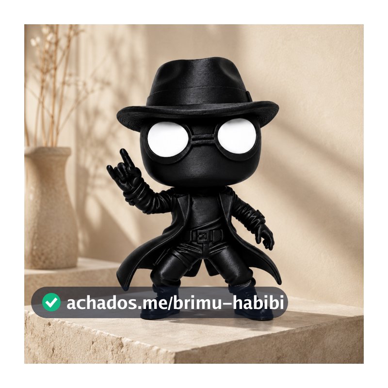 Miniatura Colecionável Personagem Noir Preto com Chapéu Óculos e Sobretudo Decoração Geek