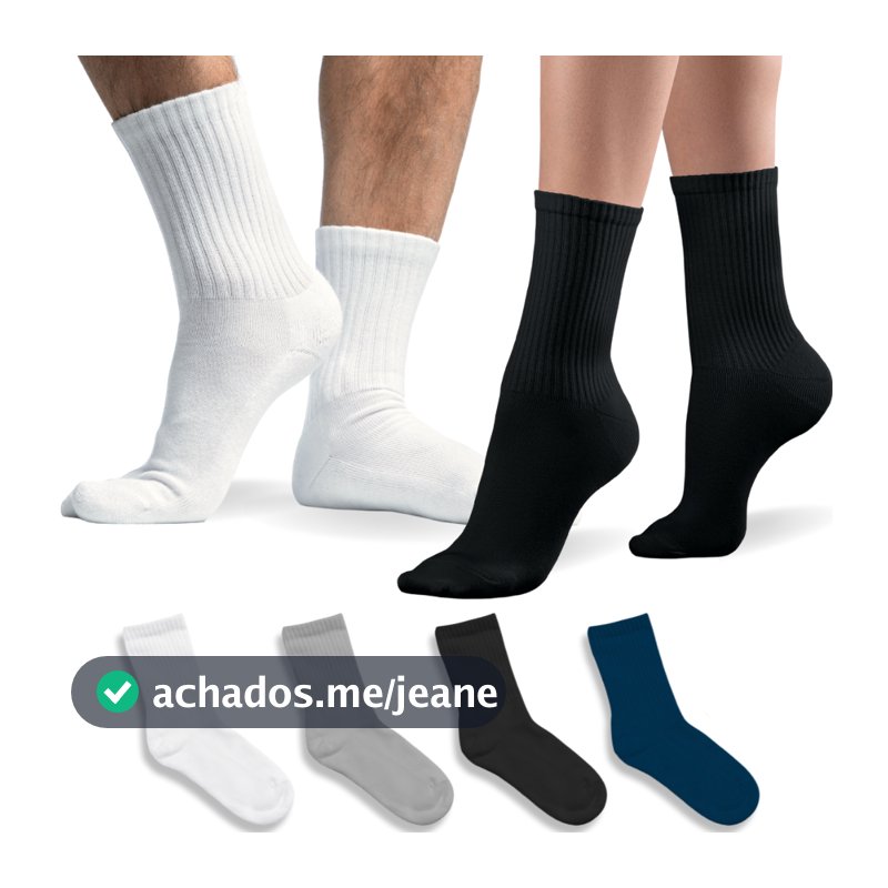 Kit Até 12 Pares Meia Cano Médio Respiravel Unissex Em Cores Sortidas