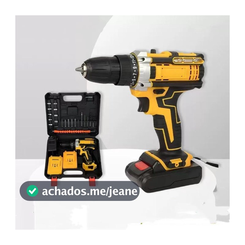 Furadeira e Parafusadeira de Impacto Sem Fio 21V Recarregáveis 2 Baterias Com Maleta e Acessórios 28pcs Completo--5631