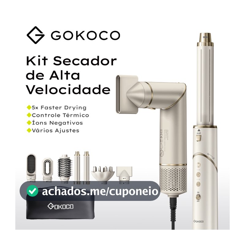 GOKOCO Escova Secadora 7 Em 1 GD032 Conjunto De Secador De Cabelo Multifuncional De Alta Velocidade  Para Alisar Enrolar