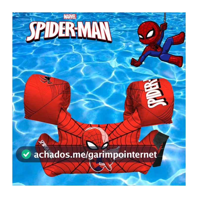 Boia Colete salva vida Infantil De Braço Estampado Menino Menina Homem Aranha Segurança Aquática 25k