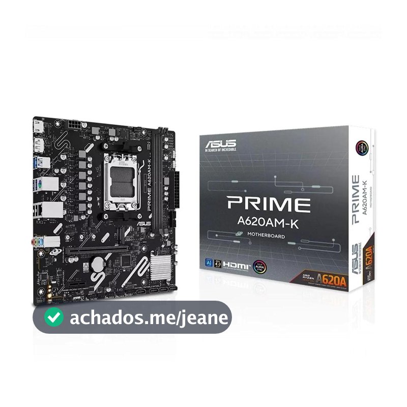 Placa Mãe Asus Prime A620AM-K, Chipset A620A, AMD AM5, MATX, DDR5, 90MB1GX0-M0EAY0