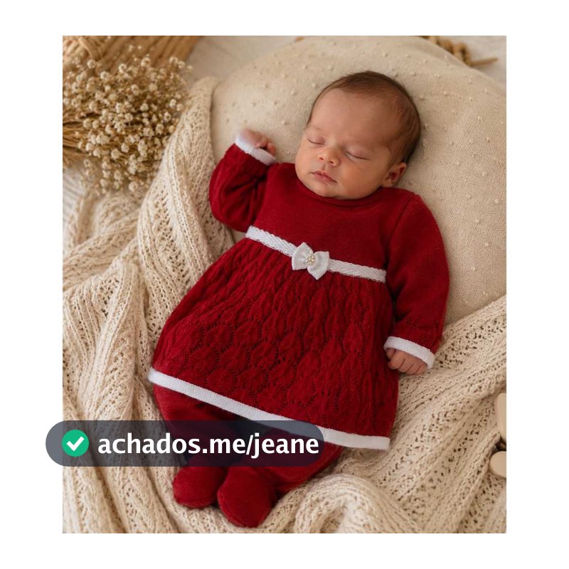 Vestido Renda com Laço + Calça Tricot Recém Nascido Bebê Menina Saída Maternidade Tricô Luxo