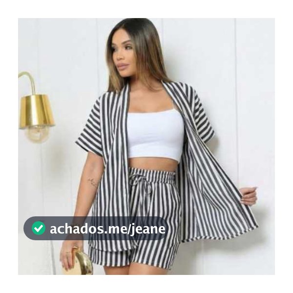 Conjunto Femenino KIMONO Estampado Blusa e Short com bolso