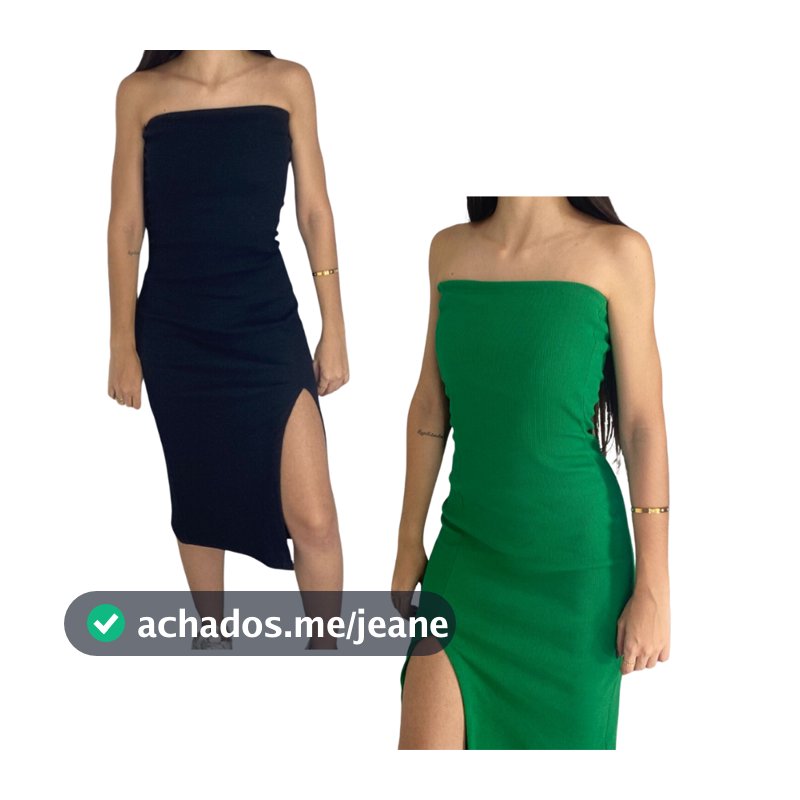 KIT 2 Vestido Canelado Tomara Que Caia Midi Tubinho Com Fenda Gringa Ribanna