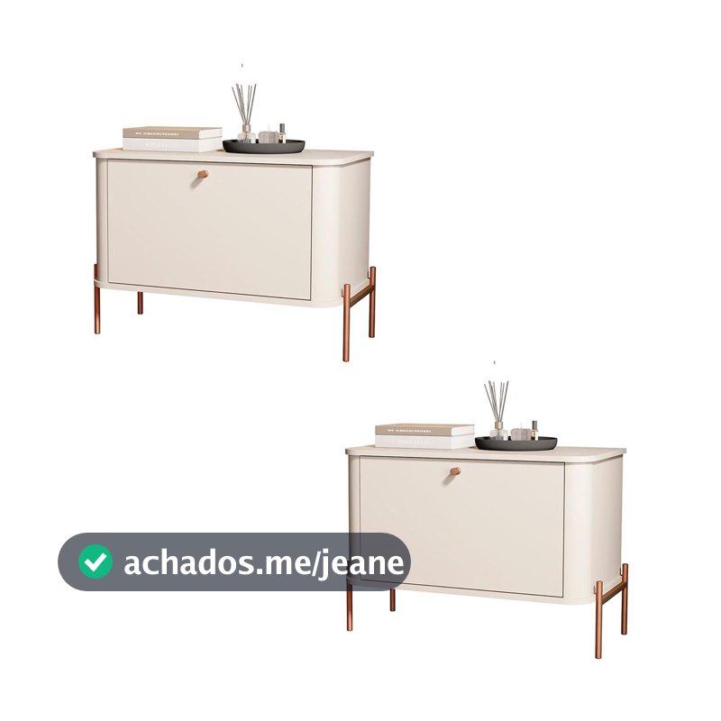 Kit 2 Mesa de Cabeceira Quarto Tucupí 1 Porta e Pés de Metal