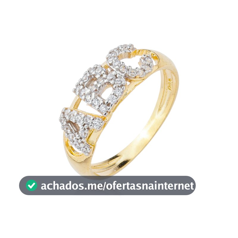 Anel Infantil Formatura Prata 925 "ABC" Vazado Cravejado Banhado a Ouro 18K