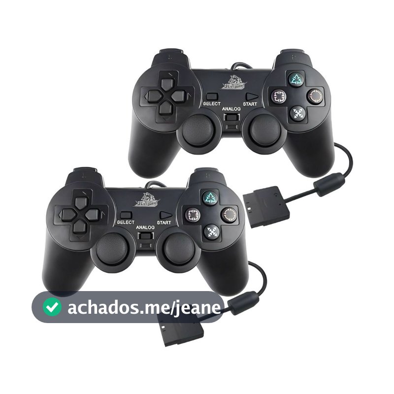 Kit 2 Controles para  Ps2 Com Fio preto