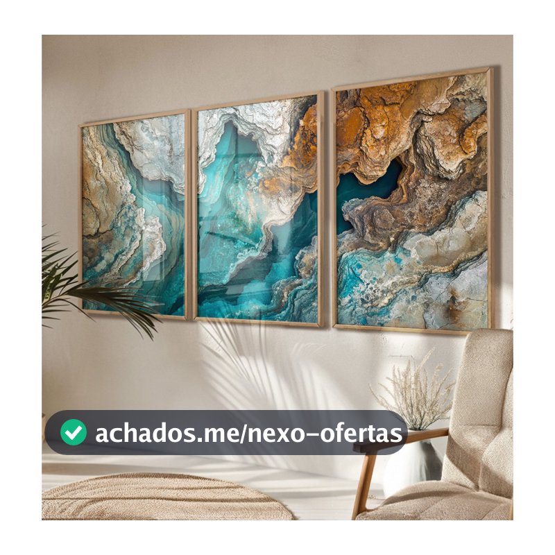 Quadro Natureza Abstrato Grande Quadro Decorativo Sala Com Moldura E Vidro Camadas De Rochas Trio