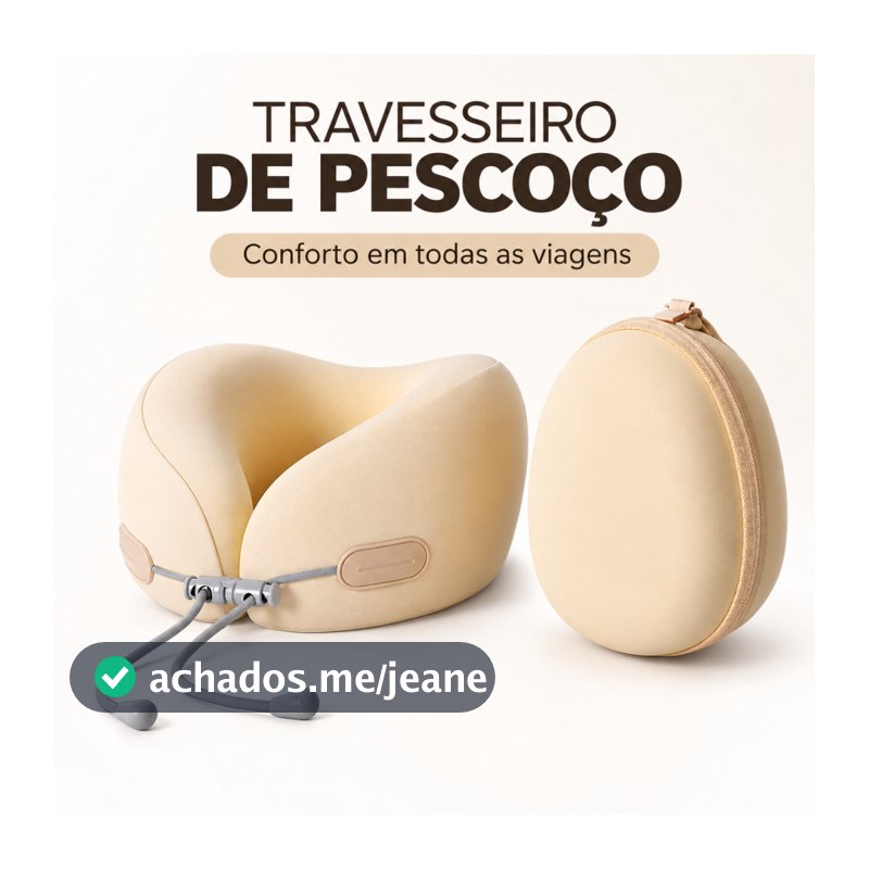 Almofada de Pescoço para Avião com Enchimento Tipo Nasa com Estojo Portátil