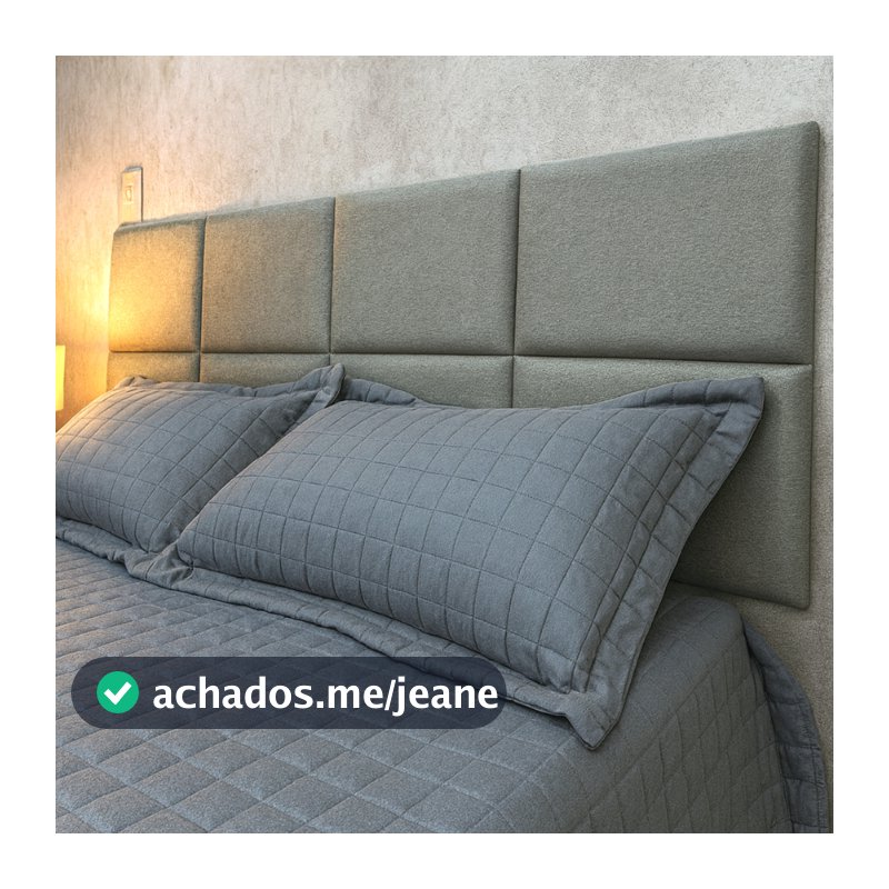 Cabeceira Estofada Adesiva 40x30cm p/ Cama Box | Solteiro Casal Queen King | Modulada Decorativa Quadrada