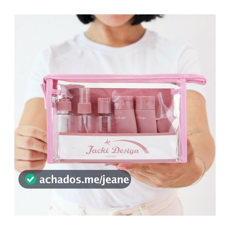 Kit Completo p/ Viagem com Frascos e Nécessaire Jacki Design - Cores e Estilos Variados