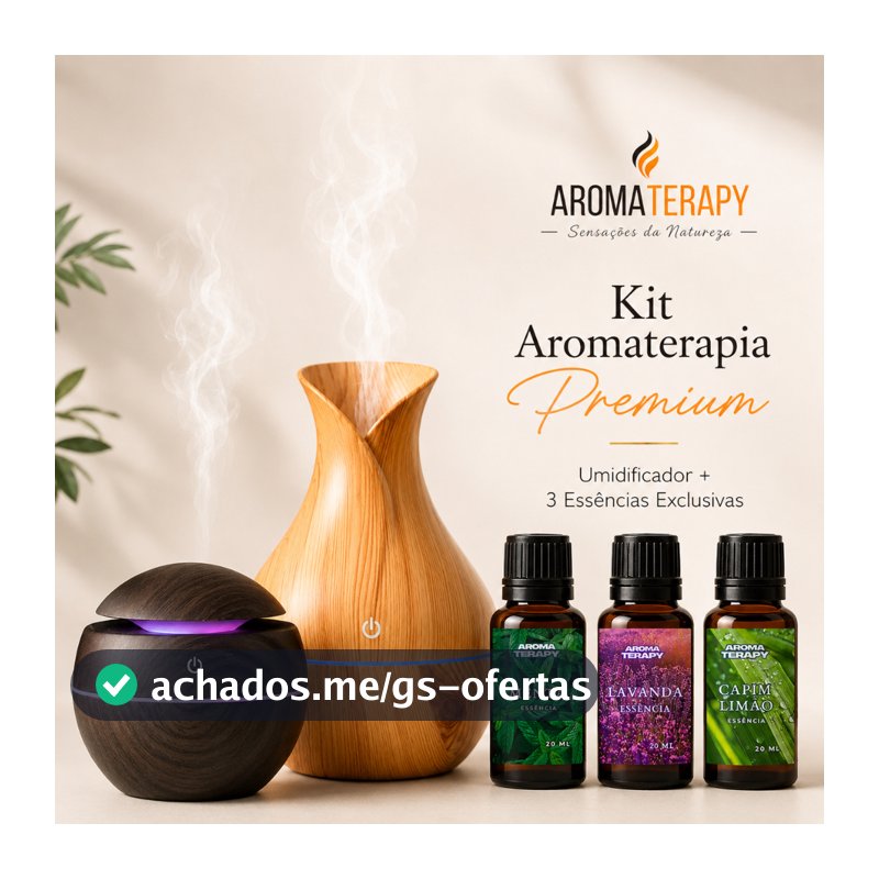 Umidificador de Ar + Essências Premium  Vaporizador Premium de Ambiente Essências Difusor De Ar