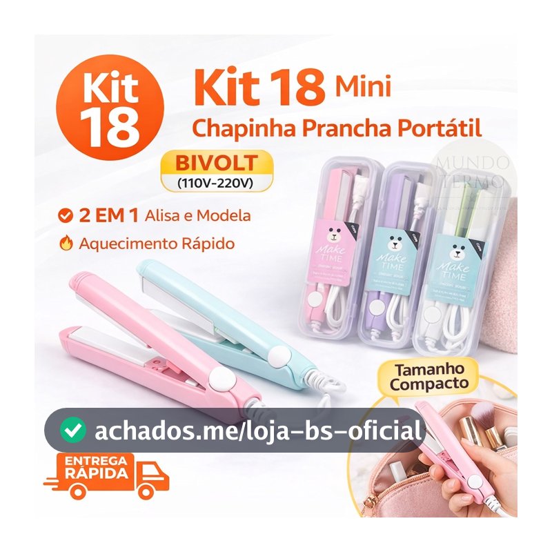 Kit 5/10/15/18 Mini Chapinha Prancha De Cabelo Portátil Com Case Transporte Bivolt Estojo Entrega rápida