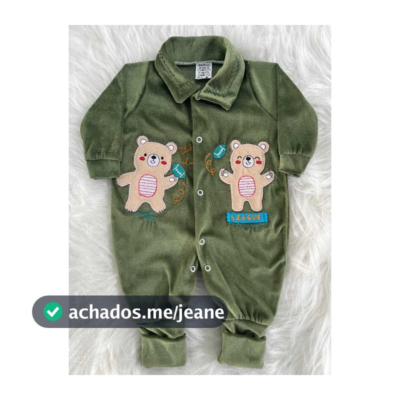 Macacão Bebê Plush Baby Bordado Infantil Menino Inverno