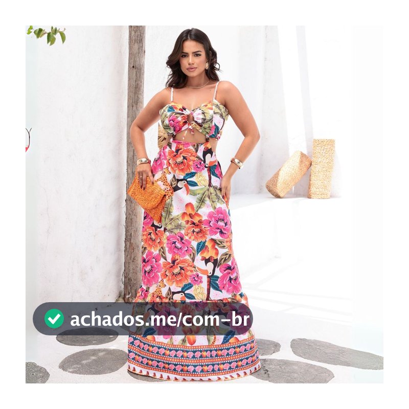 Vestido Longo Feminino Bege Tucano com Bojo Decote Sexy Elegante Moda Verão 2026