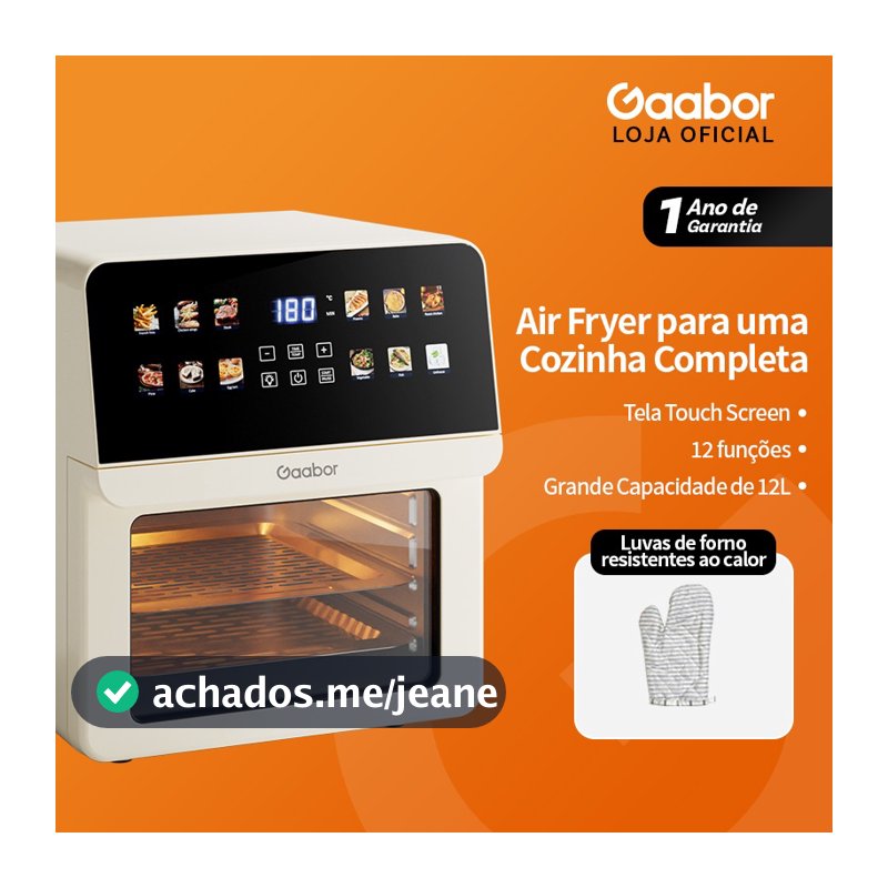 Gaabor Air Fryer Oven 12L Digital Touch Sem Óleo Fritadeira Elétrica Bivolt 127V/220V AF-120T02