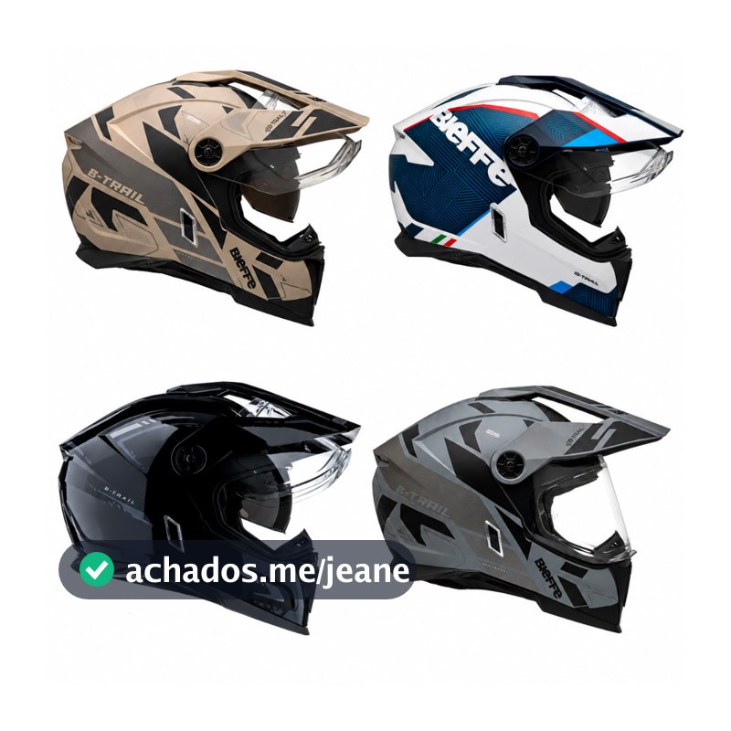 Capacete Moto Bieffe B-Trail Enduro Trilha Viseira Solar Interna Com Pala Removivel Capacetes Top