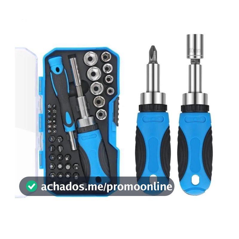 Jogo Chave Fenda Catracada Bits Soquetes Sextavado Kit 44 Pç
