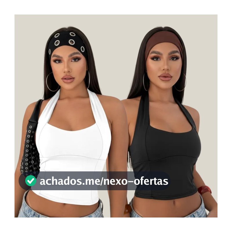 KIT 2 BLUSAS FEMININA TOP HALTER CROPPED AJUSTADO FRENTE ÚNICA COSTA NUA CASUAL MODA VERÃO