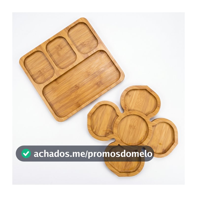 Kit Petisqueira Flor + Petisqueira Quadrada MDF 30x30 Premium Servir Frios Churrasco Petiscos