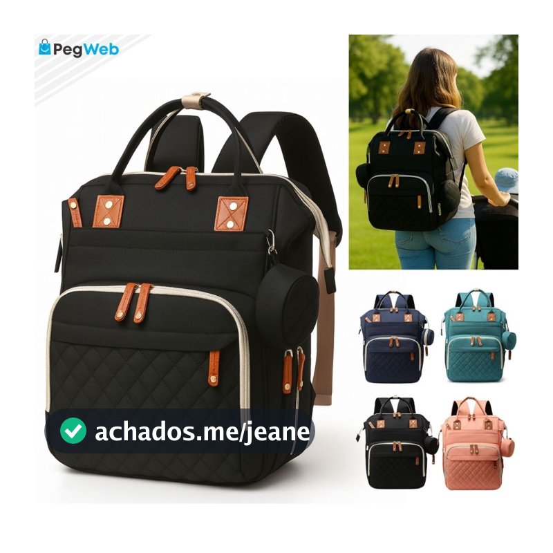 Mochila Maternidade Bolsa Bebê Grande Multifuncional Baby Passeio Impermeável Luxo Premium PEGWEB