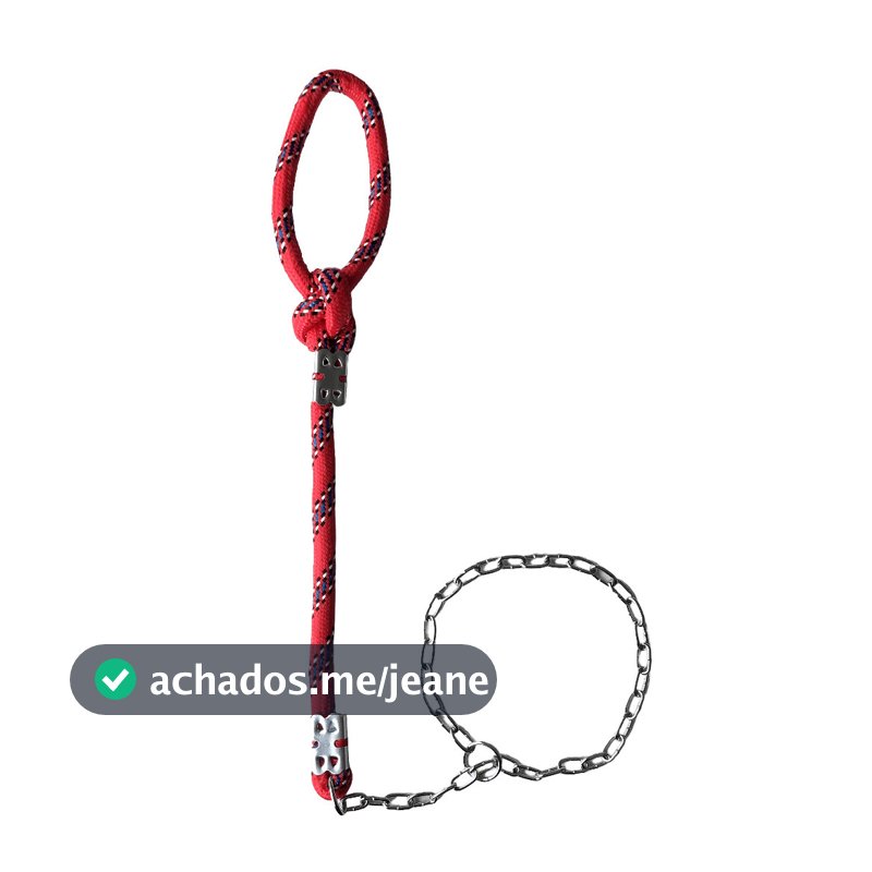 Guia De Corda 16mm x 50cm Nó E Enforcador Corrente 70cm – P/ Adestramento De Cães Médio Grande Porte