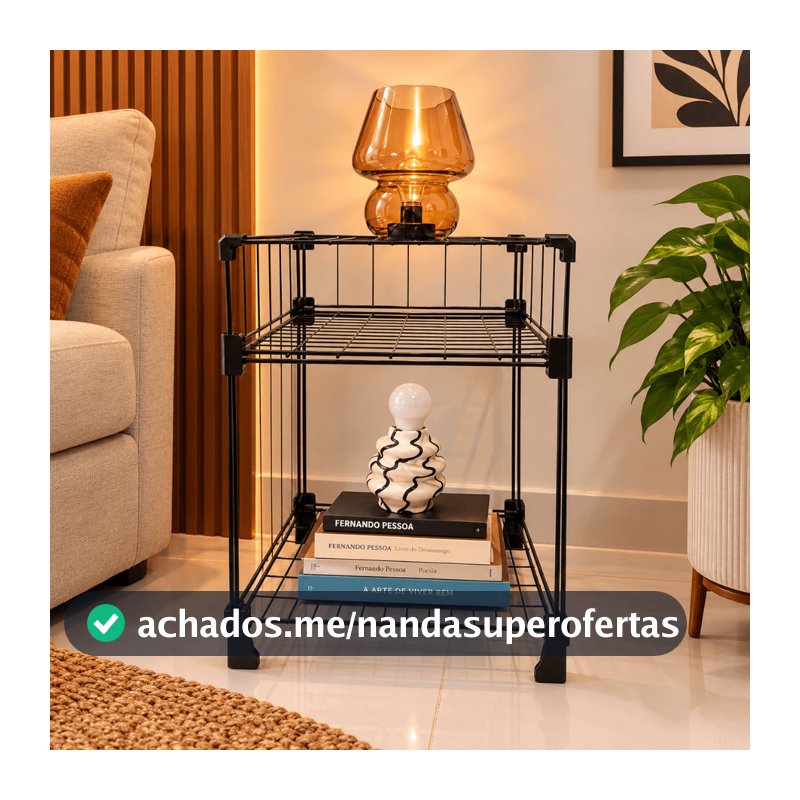 Mesa de Cabeceira Criado Mudo 30x45cm Estante Mesinha de Cabeceira Industrial Nicho para Quarto Sala