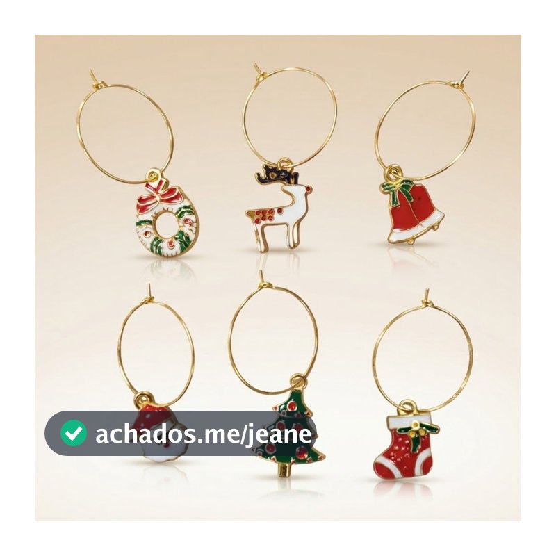 Marca Taças de Natal - 3cm - 6 unidades - Aço Inoxidável | Decoração | Mesa Posta