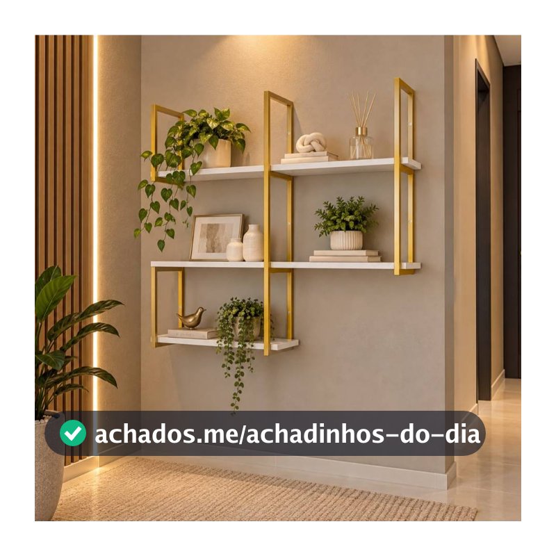 Nicho Prateleira Grande Resistente 1m x 84cm Dourada