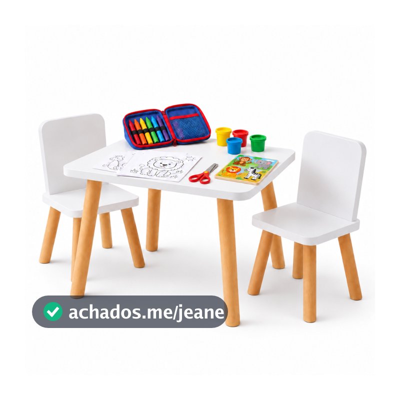 Conjunto 1 Mesa Com 2 cadeiras Infantil em MDF Educativa Atividades Estudos Brincadeiras